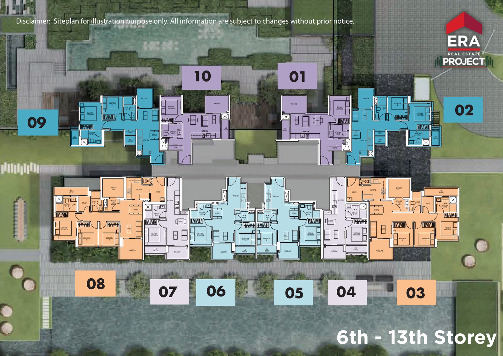 Typical plan, 6th to 13th storey