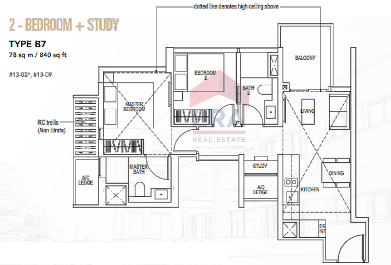 2-Bedroom + Study · Type B7 · 840 sqft