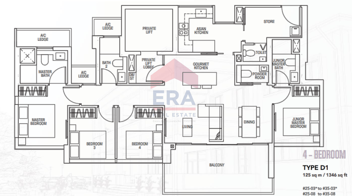 4-Bedroom with private lift · Type D1 · 1,346 sqft